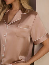 [توسكانا] SilkSilky-SA Short Sleeve Lapel Collar طقم بيجامة نسائي 004