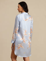 [أزرق فاتح] SilkSilky-SA Long Sleeve Lapel Collar باس النوم 002
