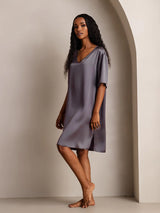 [رمادي أرجواني] SilkSilky-SA Half Sleeve V Neck باس النوم 007