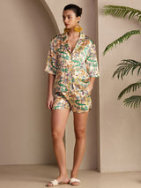 [تمساح رملي] SilkSilky-SA Short Sleeve Notch Collar طقم بيجامة نسائي 003