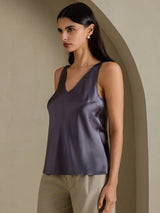 [الرمادي الداكن] SilkSilky-SA Sleeveless V Neck كامي 006