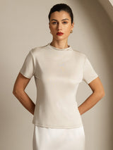 [رمادي] SilkSilky-SA Short Sleeve تي شيرت نسائية 001