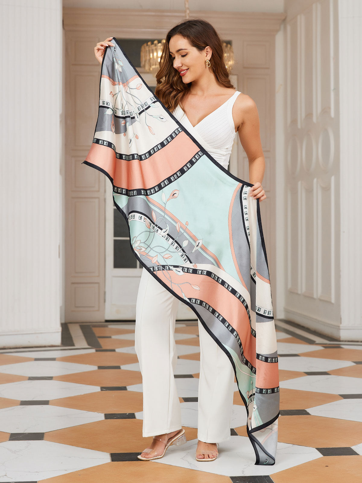 [P030] SilkSilky-SA الحرير الخالص Scarf 003,