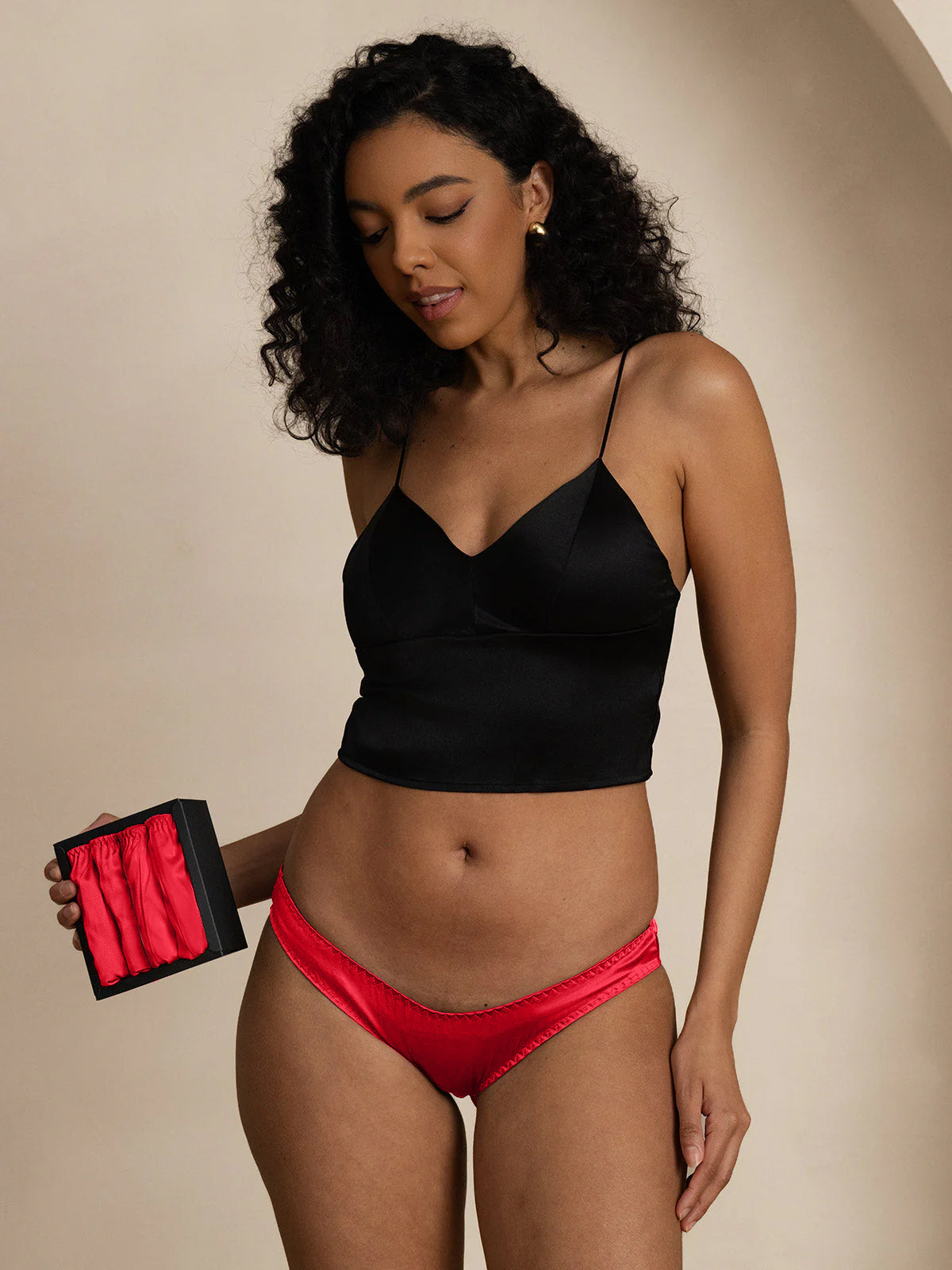 [أحمر] SilkSilky-SA محبوك الحرير Panty 006,