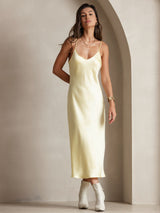 [أصفر فاتح] SilkSilky-SA Sleeveless V Neck باس النوم 003