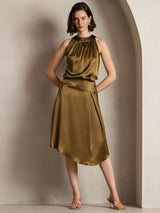 [بني] SilkSilky-SA Sleeveless Halter تي شيرت نسائية 005