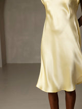 [أصفر] SilkSilky-SA Cap Sleeve V Neck باس النوم 007