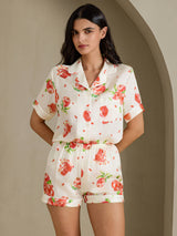 [رمان أبيض] SilkSilky-SA Short Sleeve Notch Collar طقم بيجامة نسائي 003