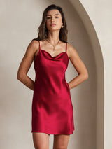 [خمر] SilkSilky-SA Sleeveless Cowl Neck فساتين نسائية 006