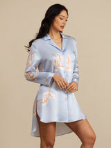 [أزرق فاتح] SilkSilky-SA Long Sleeve Lapel Collar باس النوم 001