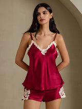 [خمر] SilkSilky-SA Sleeveless V Neck مجموعة قميص قصير 001