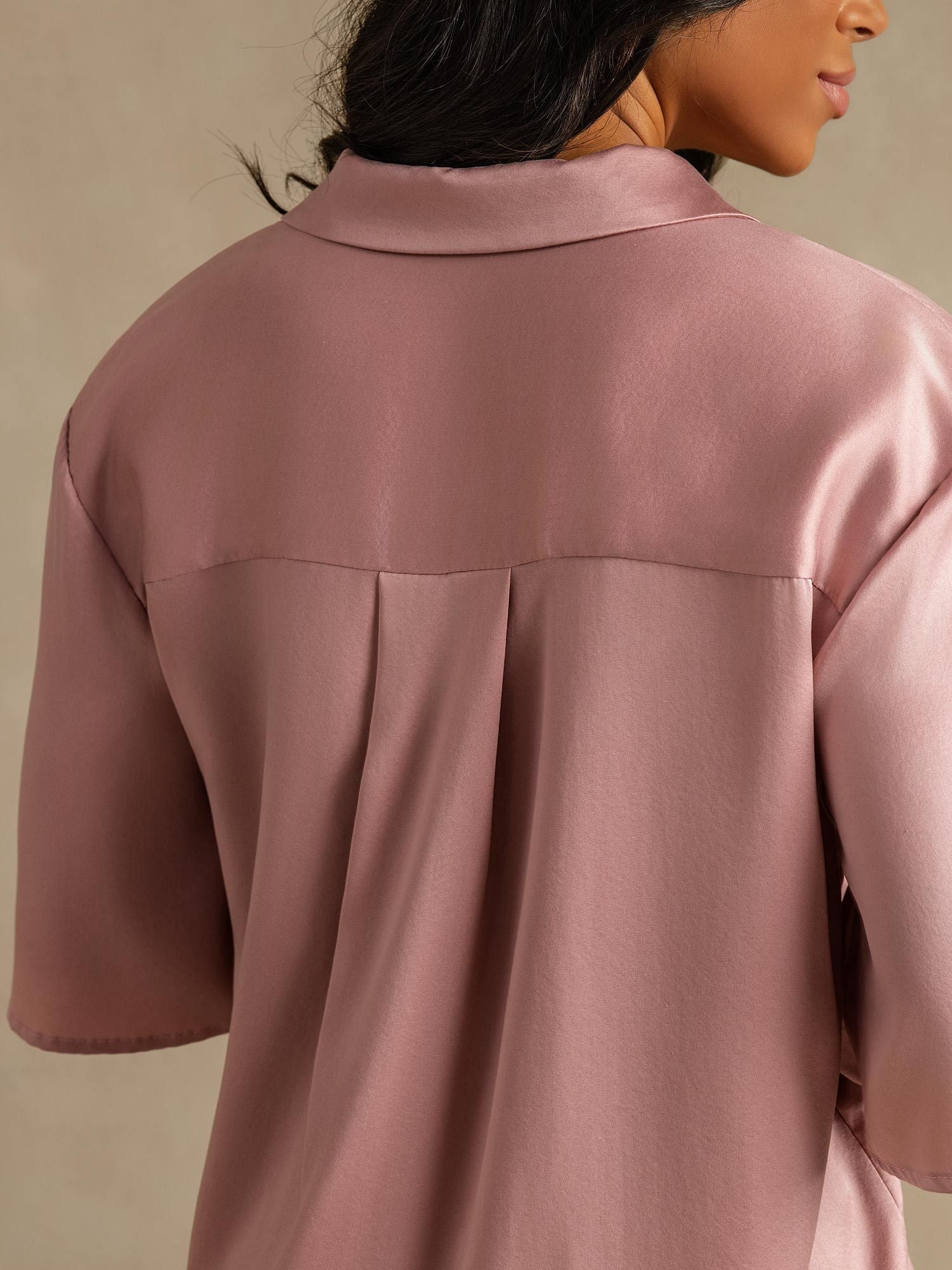 [بشرة الخوخ] SilkSilky-SA 19Momme الحرير الخالص Notch Collar طقم بيجامة نسائي 002,