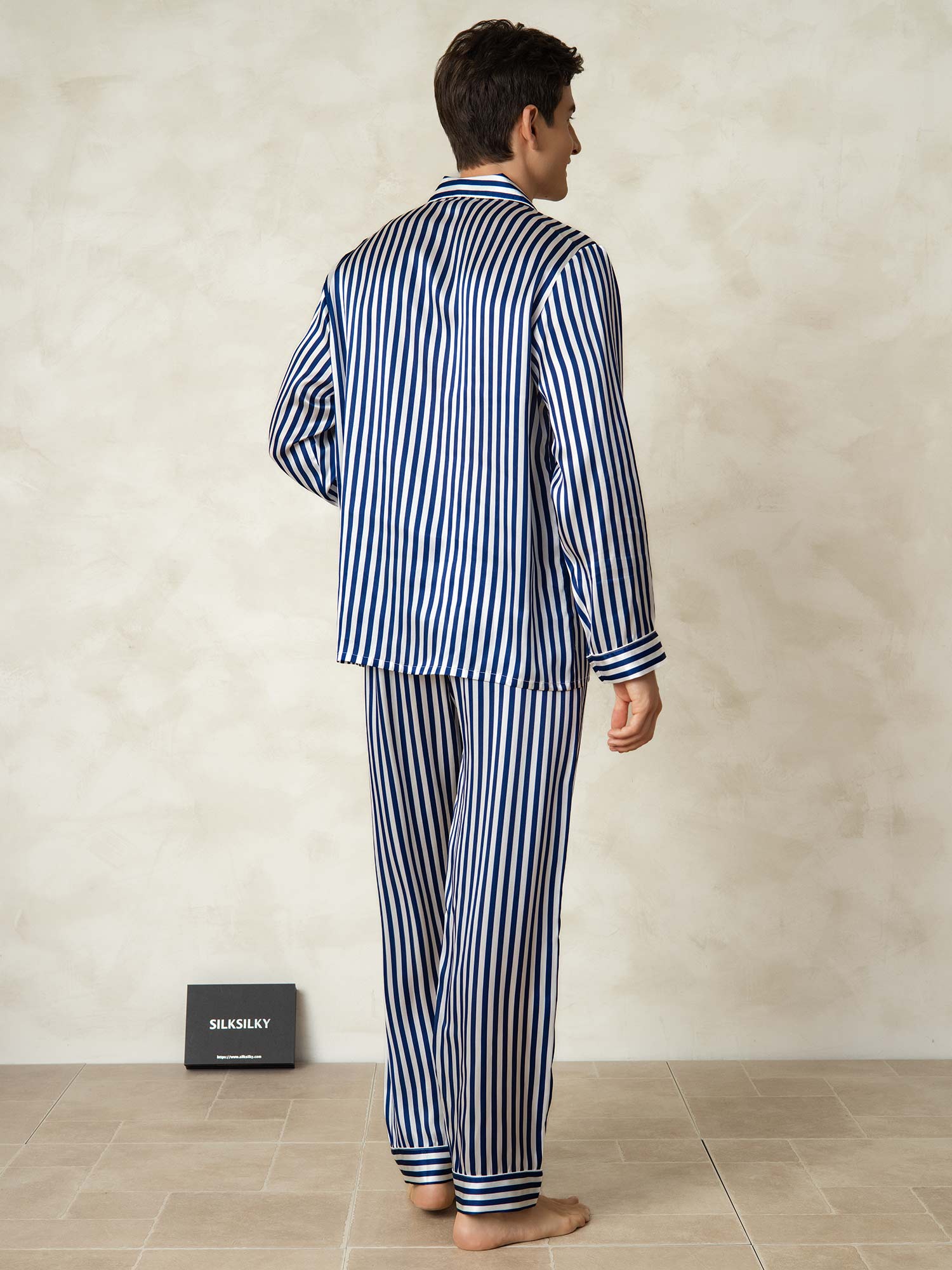 [الخط البحري] SilkSilky-SA 19Momme الحرير الخالص Mens Pajamas 002