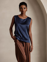 [أزرق غامق] SilkSilky-SA Sleeveless Round Neck كامي 001