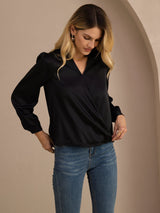 [أسود] SilkSilky-SA Long Sleeve Blouse 003