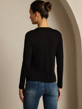 [أسود] SilkSilky-SA Long Sleeve Crew Neck تي شيرت نسائية 002