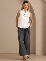 [أبيض] SilkSilky-SA Sleeveless Tie Neck كامي 006