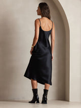 [أسود] SilkSilky-SA Sleeveless V Neck فساتين نسائية 002