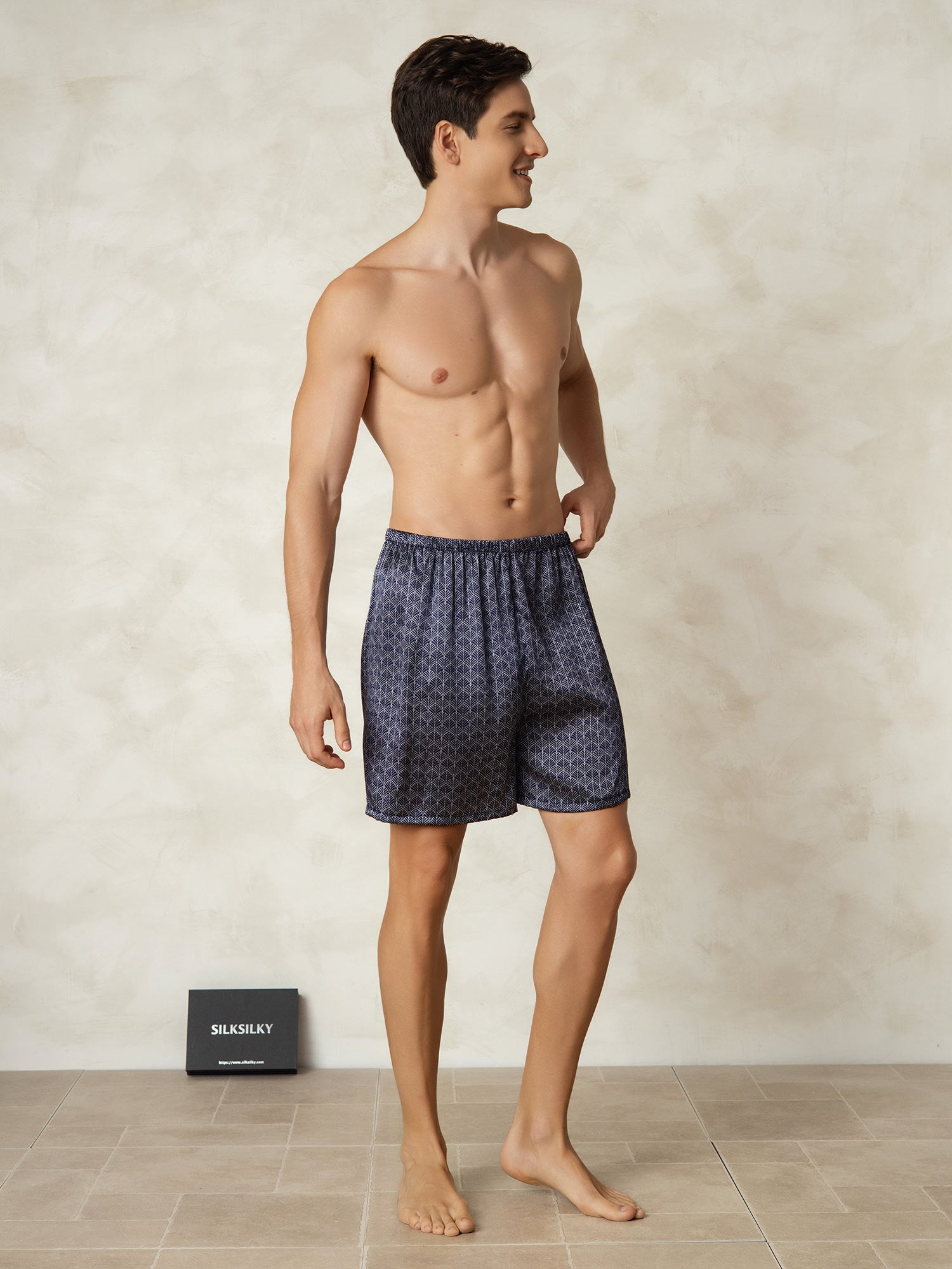 [جنكو كحلي] SilkSilky-SA 19Momme Mens Sleep Bottoms 005