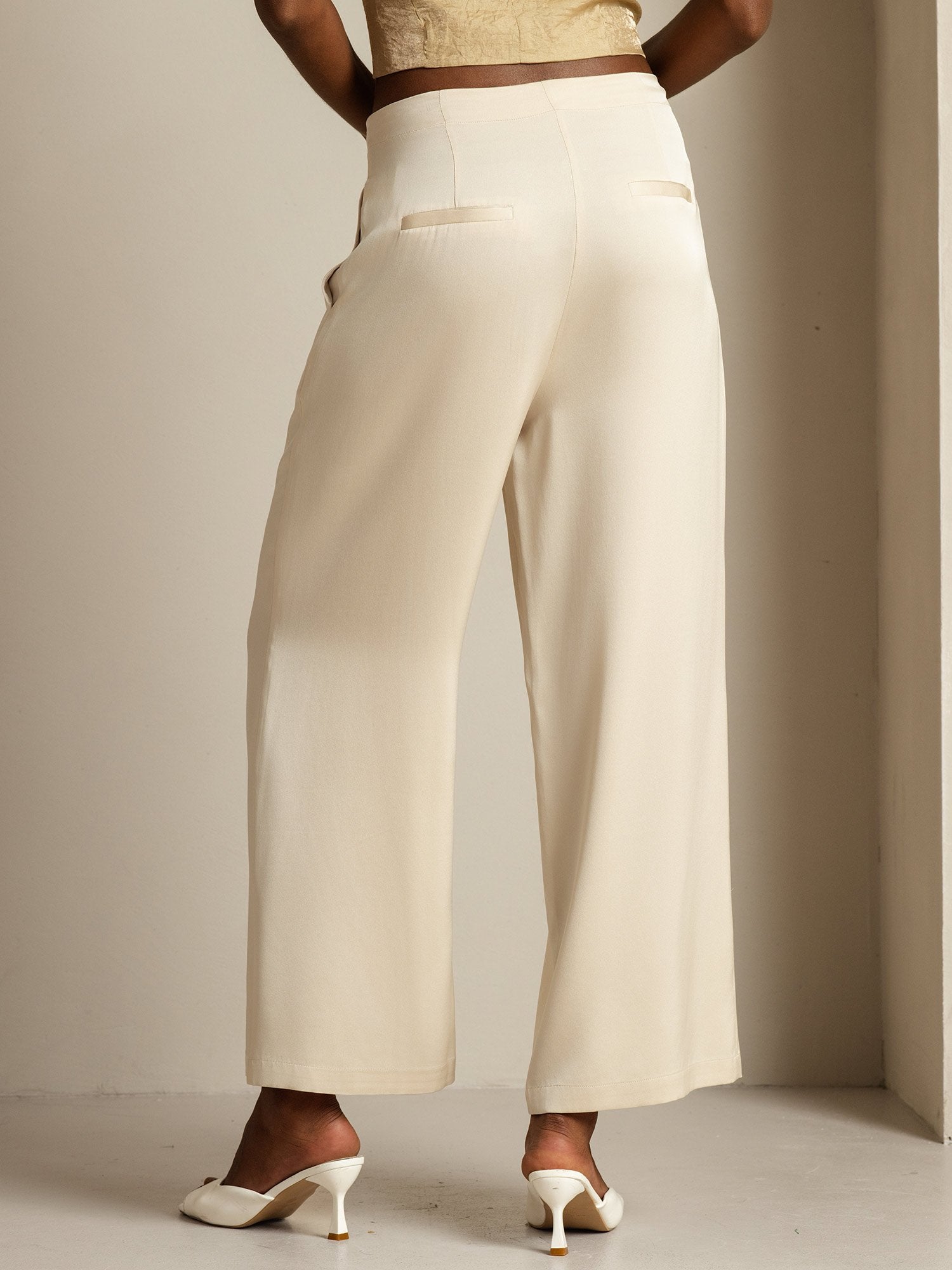 [اللون البيج] SilkSilky-SA 19Momme الحرير Womens Pants 002