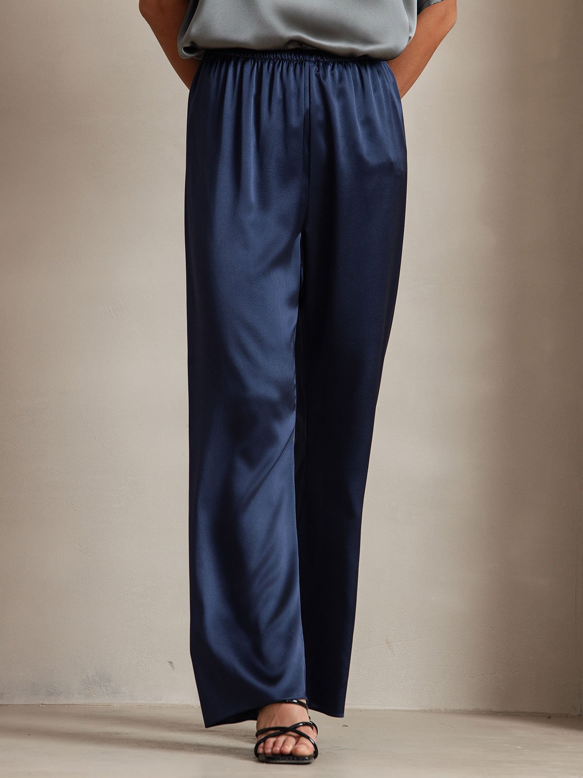 [أزرق غامق] SilkSilky-SA 19Momme الحرير Womens Pants 003