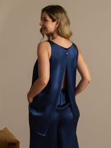 [أزرق غامق] SilkSilky-SA Sleeveless طقم بيجامة نسائي 002
