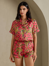 [سيرفال مرجاني] SilkSilky-SA Short Sleeve Notch Collar طقم بيجامة نسائي 005