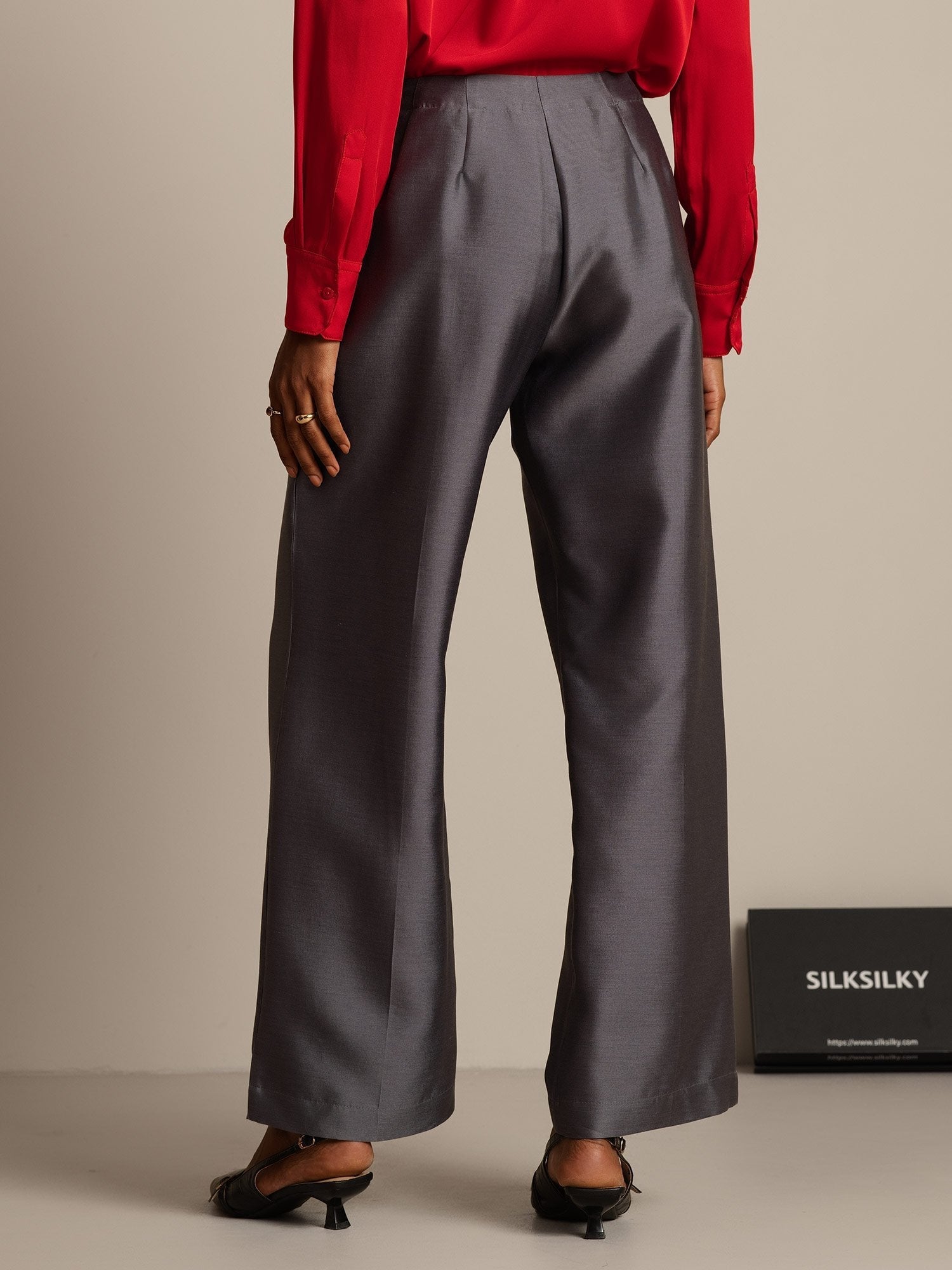 [رمادي] SilkSilky-SA 32Momme الحرير Womens Pants 002,