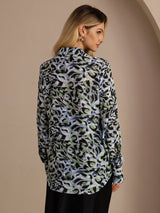 [فهد نيلي] SilkSilky-SA Long Sleeve Lapel Collar بلوزة 002