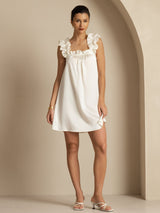 [أبيض] SilkSilky-SA Sleeveless Square Neck باس النوم 006