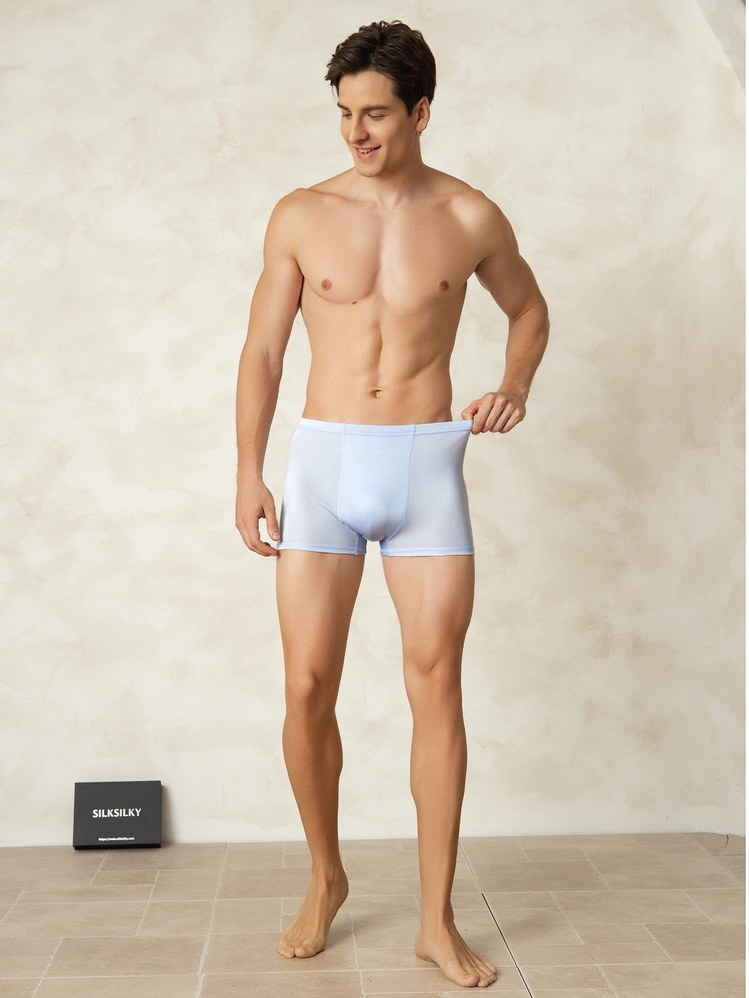 [أزرق فاتح] SilkSilky-SA محبوك الحرير Mens Underwear 004