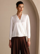 [أبيض] SilkSilky-SA Long Sleeve Blouse 001