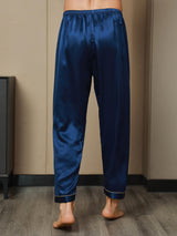 [أزرق غامق] SilkSilky-SA الحرير الخالص Mens Sleep Bottoms 008,