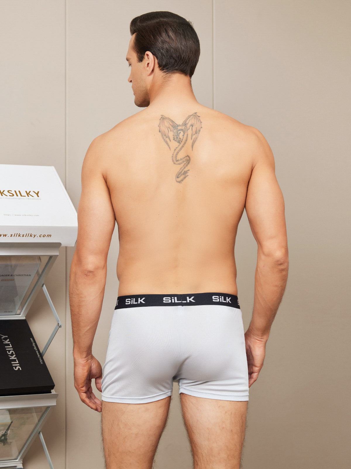 SilkSilky SA Silk Knitted Mens Underwear رمادي 002