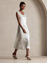 [أبيض] SilkSilky-SA Cap Sleeve فساتين نسائية 004