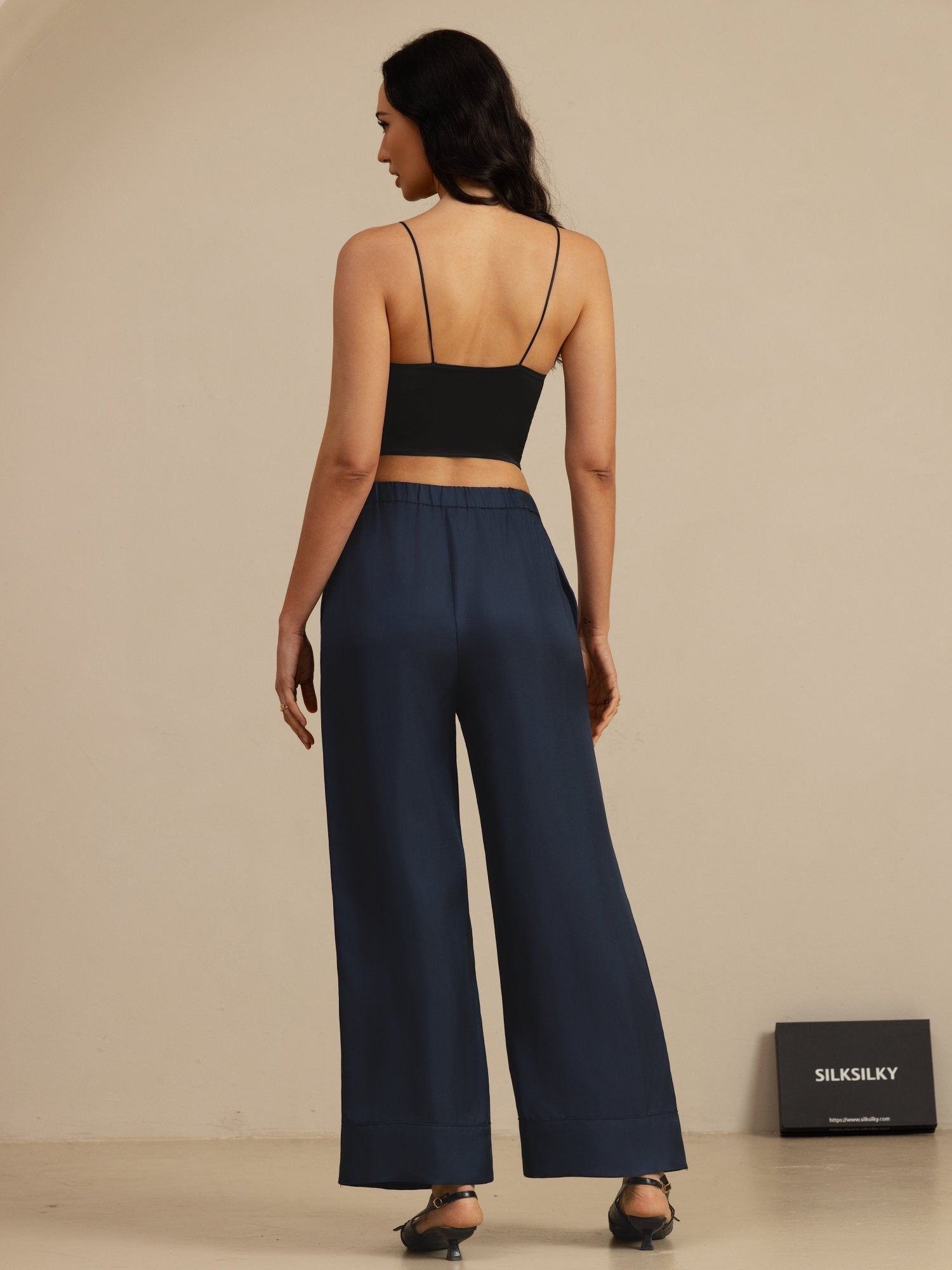 [أزرق غامق] SilkSilky-SA 18Momme Womens Pants 002