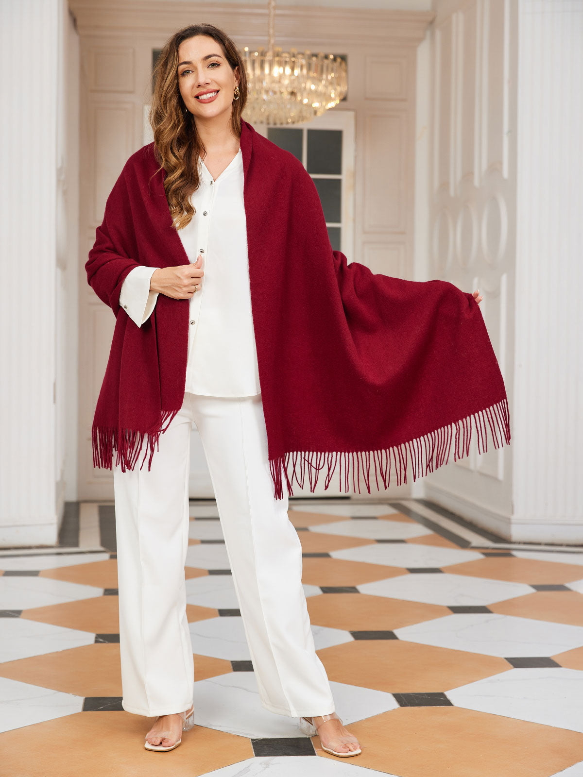 [خمر] SilkSilky-SA صوف Scarf 002