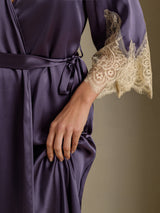 [رمادي أرجواني] SilkSilky-SA 3/4 Sleeve رداء حمام نسائي 005