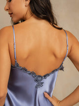 [الأزرق الصلب] SilkSilky-SA Sleeveless V Neck باس النوم 005