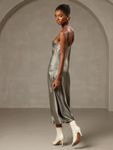 [أخضر رمادي] SilkSilky-SA Sleeveless V Neck باس النوم 002