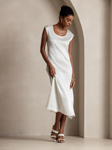 [أبيض] SilkSilky-SA Cap Sleeve فساتين نسائية 006