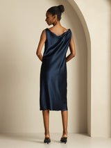 [أزرق غامق] SilkSilky-SA Sleeveless Cowl Neck فساتين نسائية 002