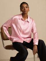 [خط وردي] SilkSilky-SA Long Sleeve Lapel Collar بلايز نسائية 003