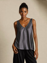 [الرمادي الداكن] SilkSilky-SA Sleeveless V Neck كامي 001