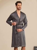 [الجنكة السوداء] SilkSilky-SA Long Sleeve V Neck رداء الحمام الرجالي 003