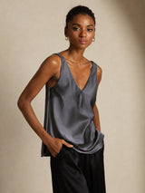 [الرمادي الداكن] SilkSilky-SA Sleeveless V Neck كامي 007