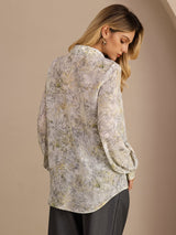 [زهرة الميرمية] SilkSilky-SA Long Sleeve Lapel Collar بلوزة 002