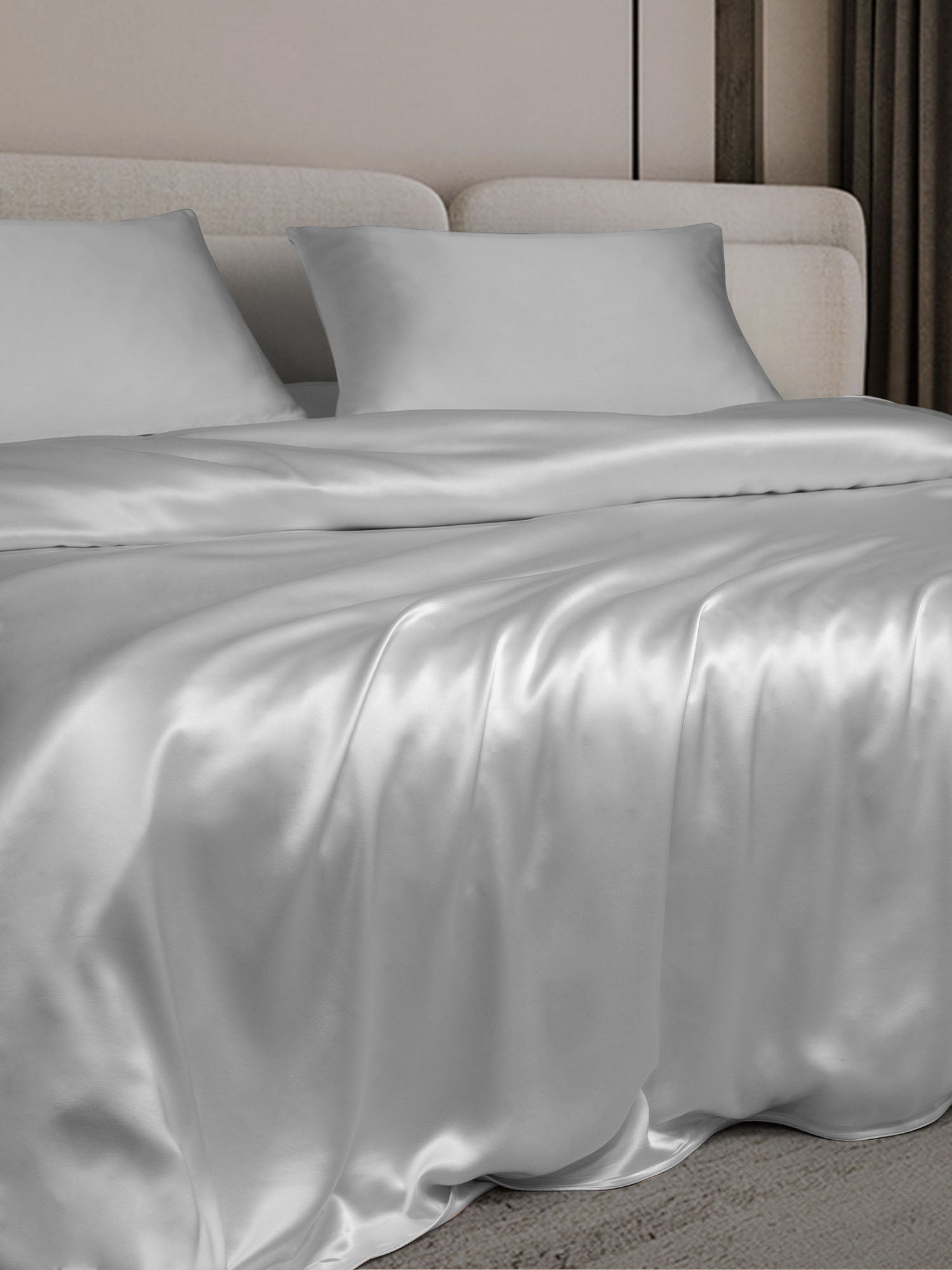 [فضة] SilkSilky-SA 25Momme مجموعة الفراش 003