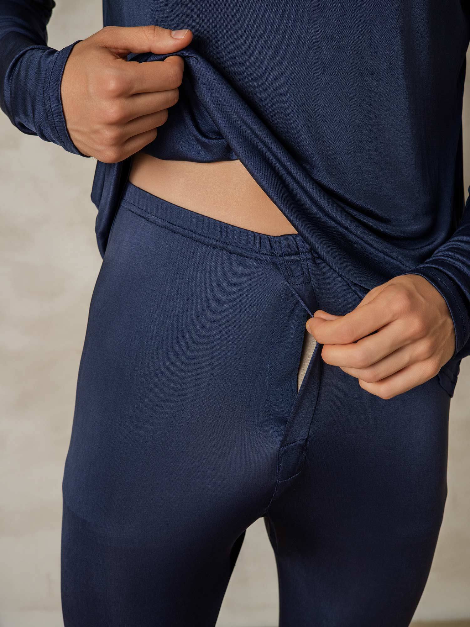 [أزرقغامق] SilkSilky-SA الحرير Mens Pajamas 005