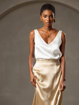 [أبيض] SilkSilky-SA Sleeveless V Neck كامي 004